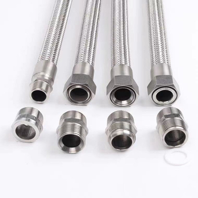 Bouw van roestvrij staal enkeldraad gevlochten buis golfdraad flexibele metalen slang met aansluiting