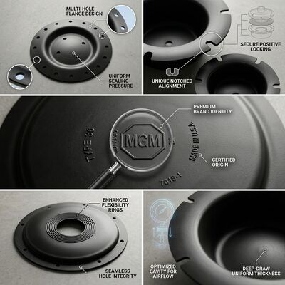 Food Processing Environments Rubber Diaphragm Seals Low Maintenance Typically Black Or Custom Colors For Industrial Needs